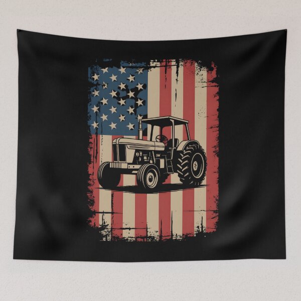 Item preview, Tractor American Flag Farming Vehicles Cars Vintage Patriotic T-Shirt, Tractors Lovers, Farmer Gifts, Farm Dad Adult, Kids, Youth, Toddler designed and sold by THREE LITTLE BEANS.
