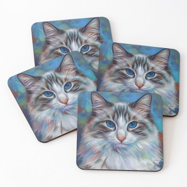 Item preview, Elegant Blue-Eyed Cat - Regal Ragdoll (Square Version) designed and sold by studiobprints.