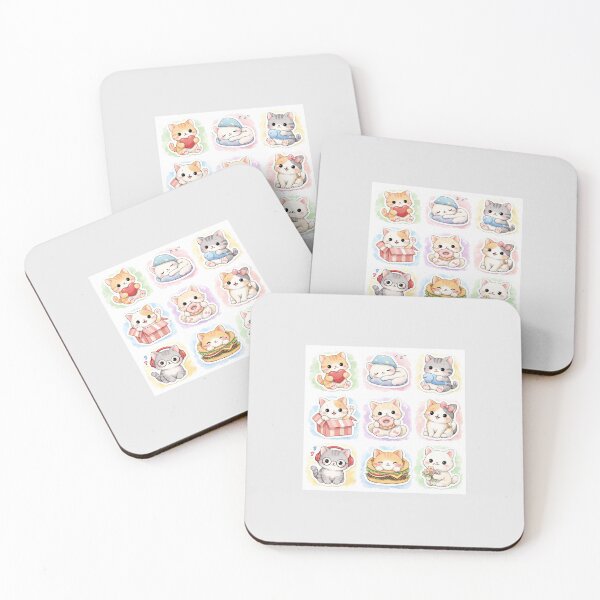 Item preview, Cute Kawaii Cat Sticker Set – Adorable Kitten Cartoon Watercolor Aesthetic Stickers designed and sold by Qingtian814.