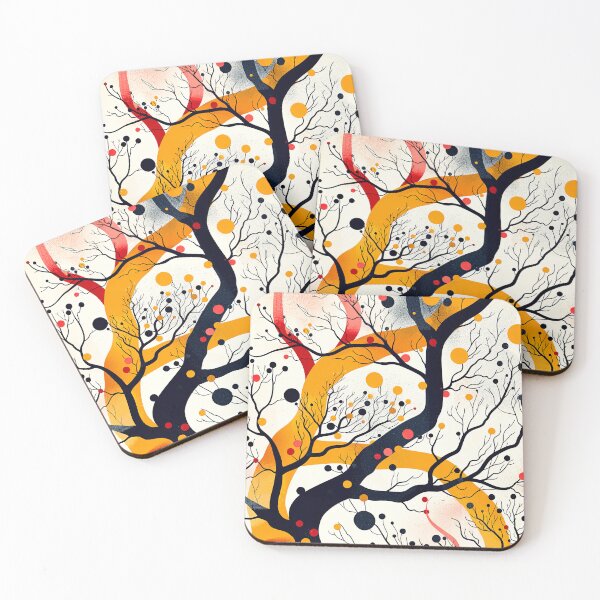 Item preview, Asian-Inspired Abstract Tree In Golden And Red  designed and sold by DEC02.