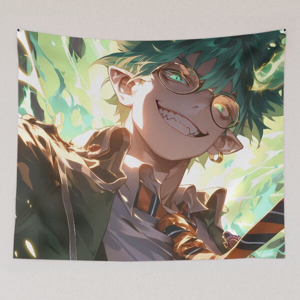 Item preview, Amaimon Blue Exorcist Mischievous Green Hair Lightning Smile designed and sold by mildaclairmo.