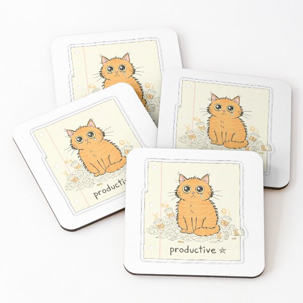 Item preview, Productive Anxious Cat Wobbly Sketch Funny Overwhelmed designed and sold by LONE SPIRIT CO..