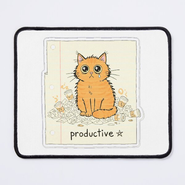Item preview, Productive Anxious Cat Wobbly Sketch Funny Overwhelmed designed and sold by LONE SPIRIT CO..