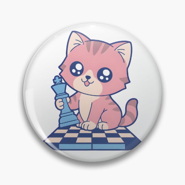 Artikelvorschau, Niedliches rosa Schachkatzen-Kawaii-Kätzchen-Design entworfen und verkauft von ArdjaN_PL.