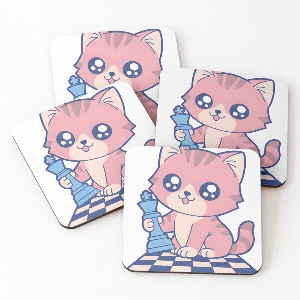 Item preview, Cute Pink Chess Cat Kawaii Kitten Design designed and sold by ArdjaN_PL.