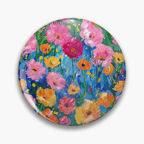 Item preview, Monet-Style Pink And Yellow Flowers On Blue designed and sold by DEC02.