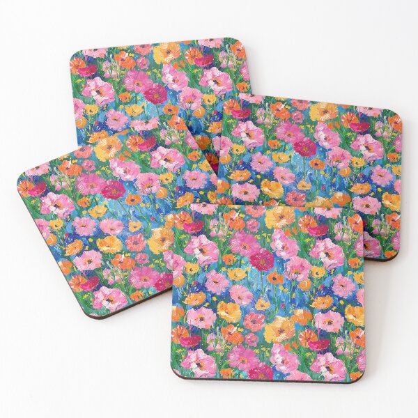 Item preview, Monet-Style Pink And Yellow Flowers On Blue designed and sold by DEC02.