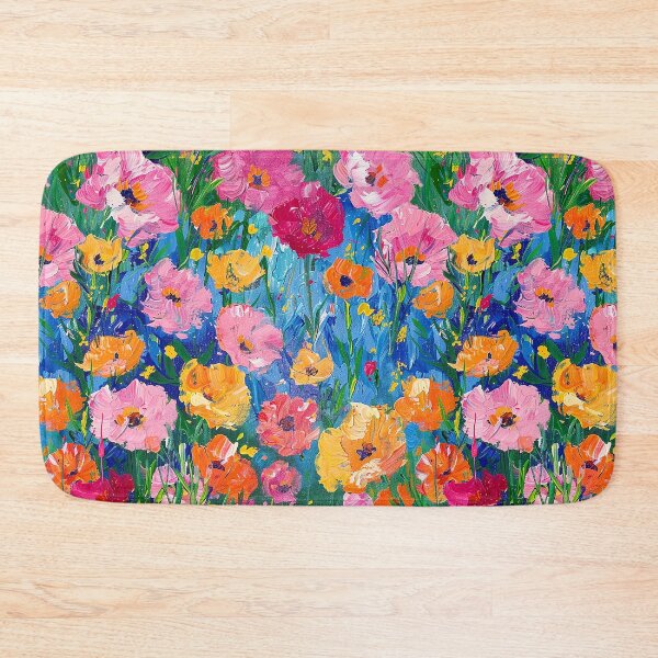 Item preview, Monet-Style Pink And Yellow Flowers On Blue designed and sold by DEC02.