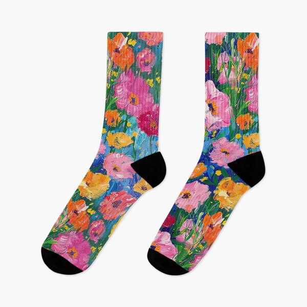 Item preview, Monet-Style Pink And Yellow Flowers On Blue designed and sold by DEC02.