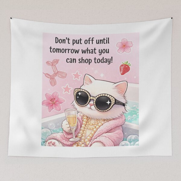 Item preview, Don’t Put Off Until Tomorrow – Funny Shopping Cat Aesthetic designed and sold by Aura.Creative.