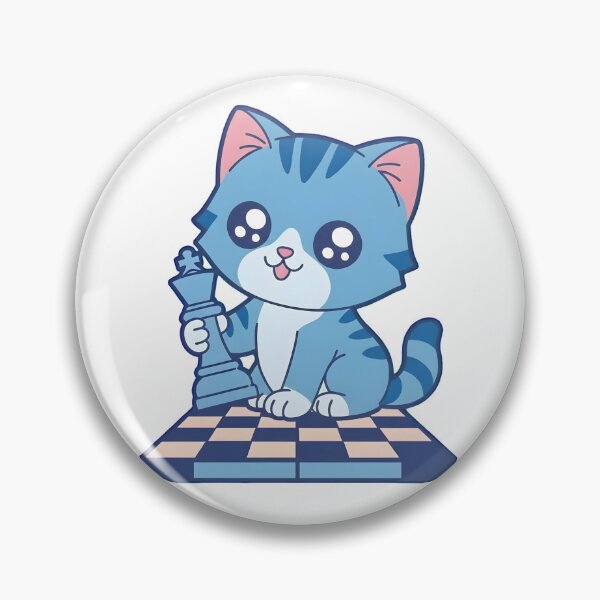 Artikelvorschau, Blaues, niedliches Schachkatzen-Kawaii-Kätzchen-Strategiedesign entworfen und verkauft von ArdjaN_PL.
