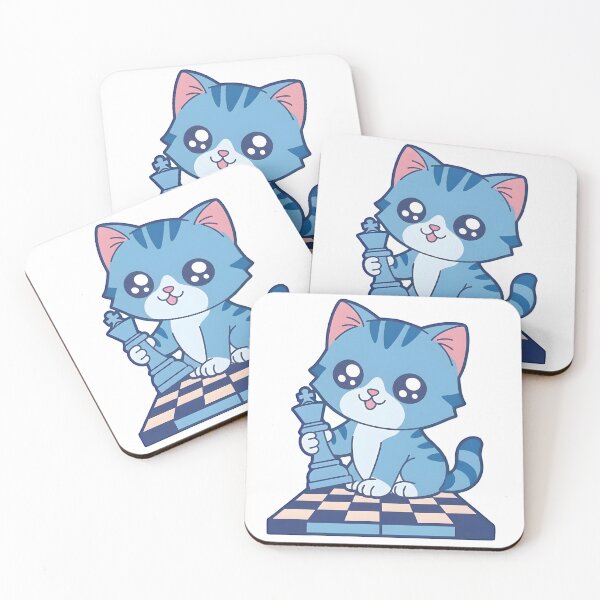 Item preview, Blue Cute Chess Cat Kawaii Kitten Strategy Design designed and sold by ArdjaN_PL.