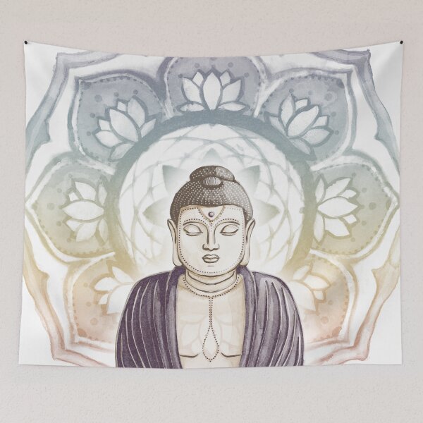 Item preview, Buddha Padma Watercolor - Fawn Earth Fig - Rainbow Sunset Halo designed and sold by Irene Estelle.