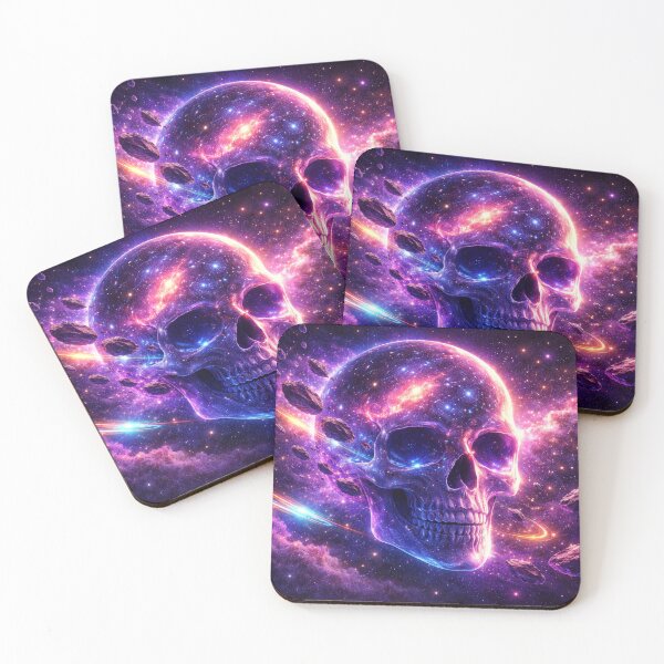 Item preview, Neon Cosmic Skull in Purple Galaxy Nebula designed and sold by CLOUTKULT.