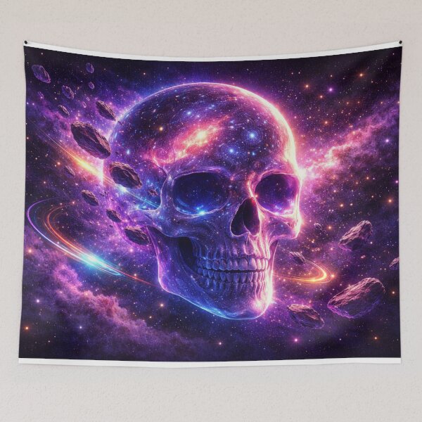 Item preview, Neon Cosmic Skull in Purple Galaxy Nebula designed and sold by CLOUTKULT.