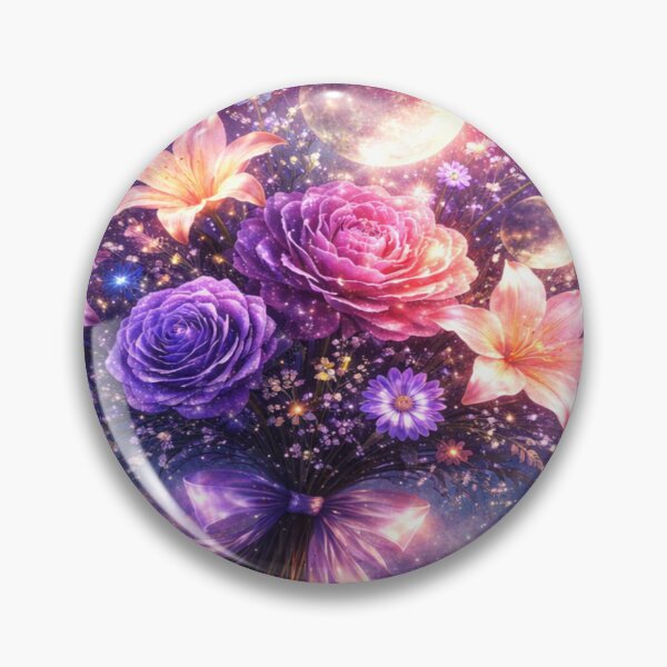 Aperçu de l'œuvre Bouquet de fleurs de lune cosmique dans une galaxie violette créée et vendue par CLOUTKULT.
