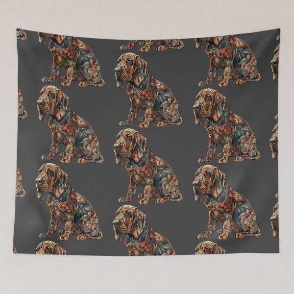 Item preview, Bloodhound with flowers designed and sold by MendaciousMina.