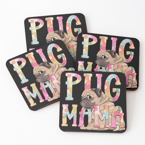 Item preview, Fawn Pug Mama with Floral Lettering designed and sold by Muggzley.