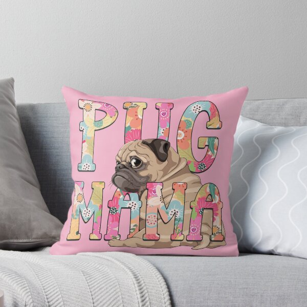 Item preview, Fawn Pug Mama with Floral Lettering designed and sold by Muggzley.