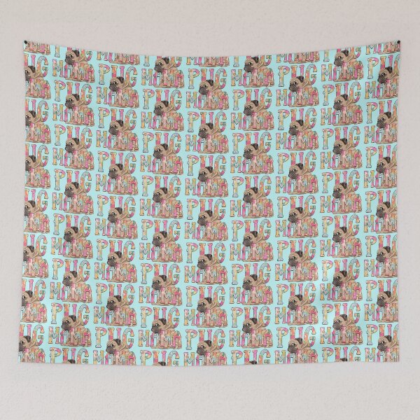 Item preview, Fawn Pug Mama with Floral Lettering designed and sold by Muggzley.