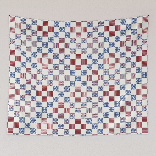 Item preview, Cheater quilt 9 patch Americana red blue white designed and sold by FrancesPoff.