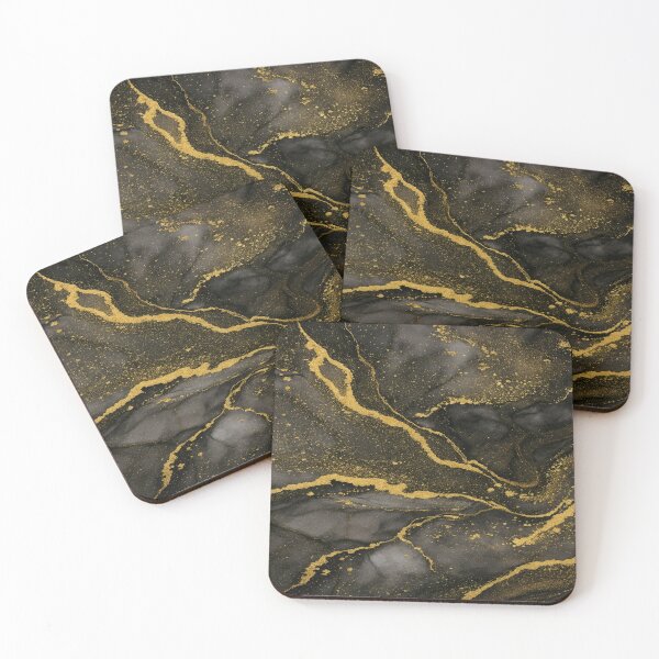Item preview, Luxurious Midnight Glow - Black and Gold Marble Abstract Art designed and sold by MakarenaCreate.
