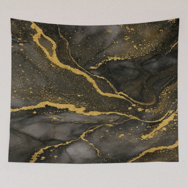 Item preview, Luxurious Midnight Glow - Black and Gold Marble Abstract Art designed and sold by MakarenaCreate.