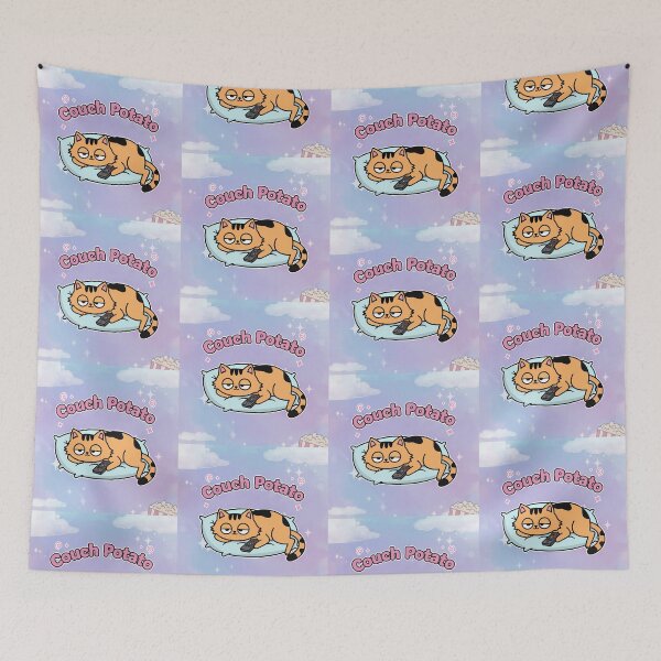 Item preview, Couch Potato Lazy Cat Cartoon designed and sold by Taridesign.