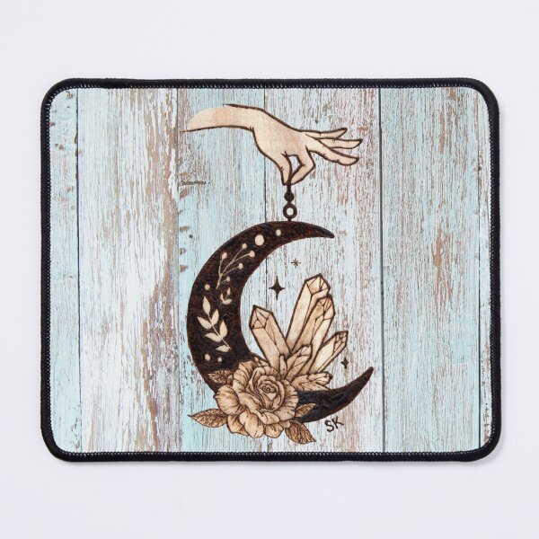 Item preview, Crescent Moon Rose Crystals Woodburn Blue designed and sold by MoodyMuseArt.