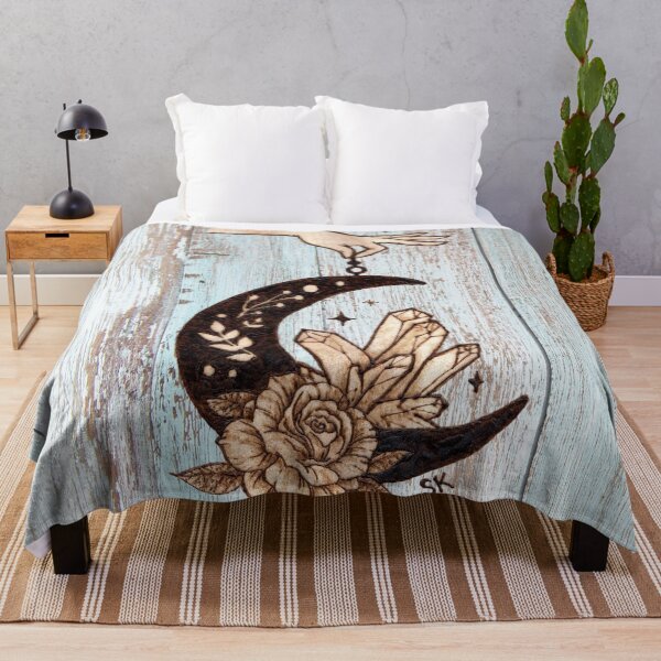 Item preview, Crescent Moon Rose Crystals Woodburn Blue designed and sold by MoodyMuseArt.