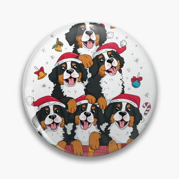 Item preview, Bernese Mountain Dog Christmas Tree Puppies Santa Hats designed and sold by top10newgames.