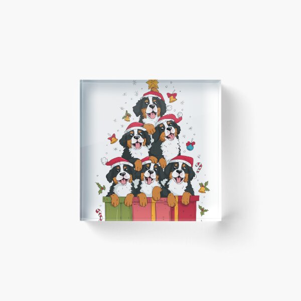 Item preview, Bernese Mountain Dog Christmas Tree Puppies Santa Hats designed and sold by top10newgames.