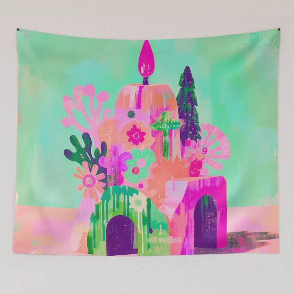 Item preview, Whimsical Floral House – Vibrant Art Deco Inspired Design designed and sold by joycrysstudio.