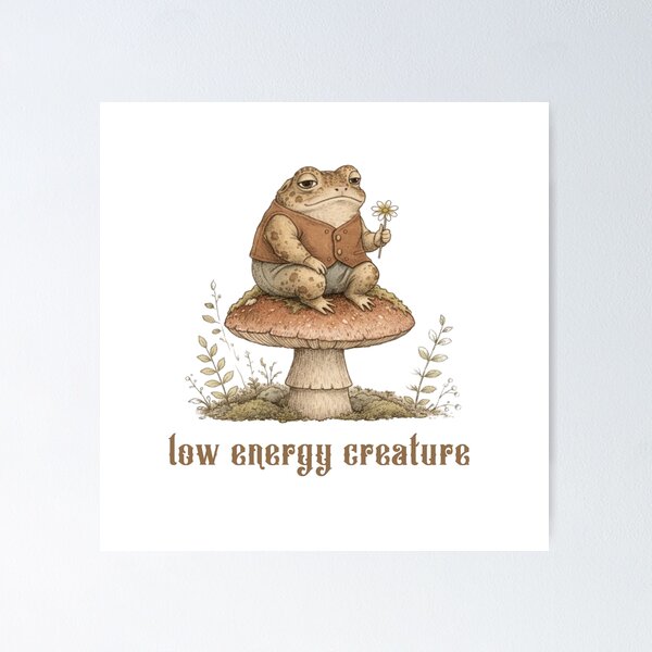 Item preview, Melancholy Toad Sticker Low Energy Creature Emotionally Delicate Cottagecore Forest Animal designed and sold by DropsOfDopamine.