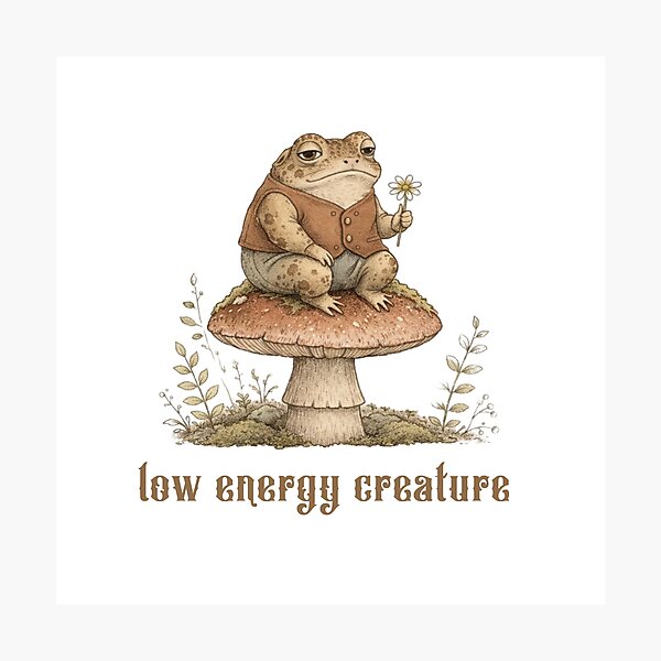 Item preview, Melancholy Toad Sticker Low Energy Creature Emotionally Delicate Cottagecore Forest Animal designed and sold by DropsOfDopamine.