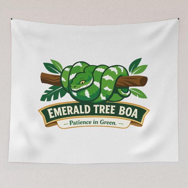 Item preview, Emerald Tree Boa Coiled Jungle Snake Art designed and sold by WildlifeInc.