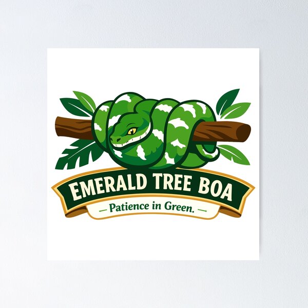 Item preview, Emerald Tree Boa Coiled Jungle Snake Art designed and sold by WildlifeInc.