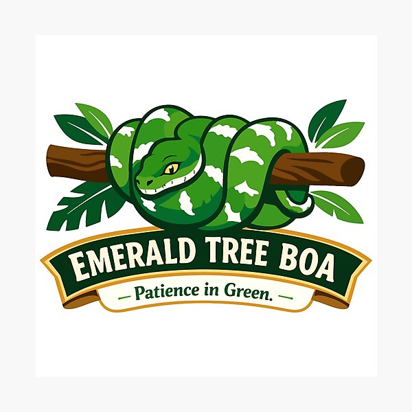 Item preview, Emerald Tree Boa Coiled Jungle Snake Art designed and sold by WildlifeInc.