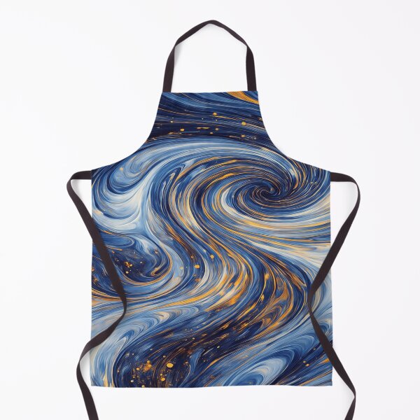 Item preview, Deep Blue and Gold Swirl Abstract Marble Galaxy Art designed and sold by MakarenaCreate.