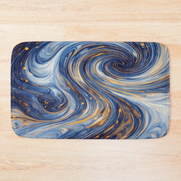 Item preview, Deep Blue and Gold Swirl Abstract Marble Galaxy Art designed and sold by MakarenaCreate.