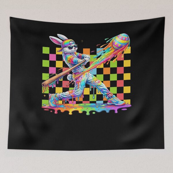 Item preview, Rainbow Splash Baseball Bunny Streetwear designed and sold by KIROSALS.