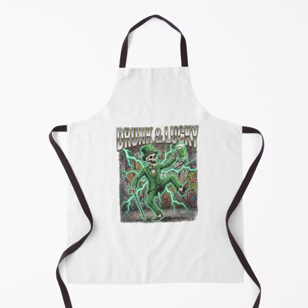 Item preview, Retro Vintage Skeleton Drunk & Lucky St. Patrick's Day 90s Bootleg Style Funny Shamrocks T-Shirt designed and sold by Clothesbest.