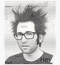 Typography Portrait of Justin Pierre (singer/guitarist) of Motion City Soundtrack Poster