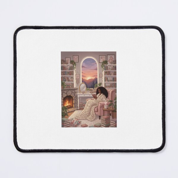 Item preview, Cozy reader: fireplace and sunset designed and sold by SoftUrbanArt.