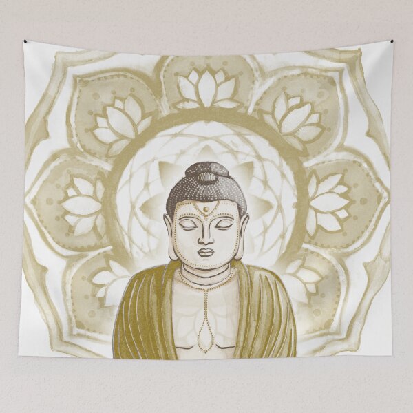 Item preview, Buddha Padma Watercolor - Fawn Earth Ochre - Ochre Halo designed and sold by Irene Estelle.