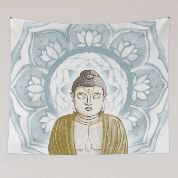 Item preview, Buddha Padma Watercolor - Fawn Earth Ochre - Peacock Halo designed and sold by Irene Estelle.