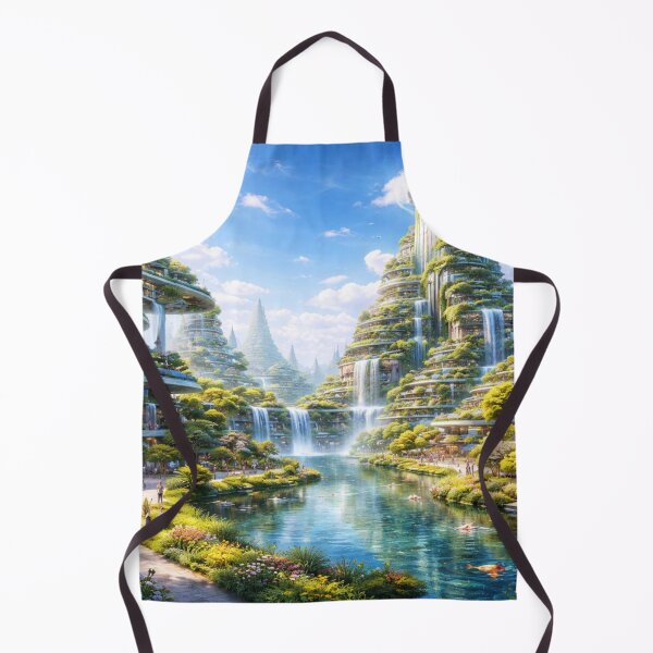 Item preview, Solarpunk City of Waterfalls and Green Towers designed and sold by CLOUTKULT.
