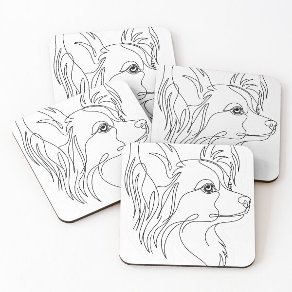 Item preview, Papillon Minimalist Line Dog Illustration designed and sold by YanitaTF.