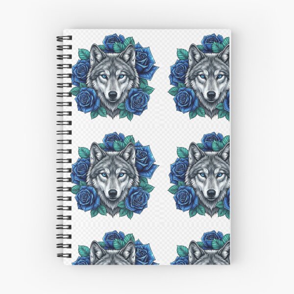 Item preview, Majestic Wolf with Blue Roses Graphic Art designed and sold by LittleSmileArt.