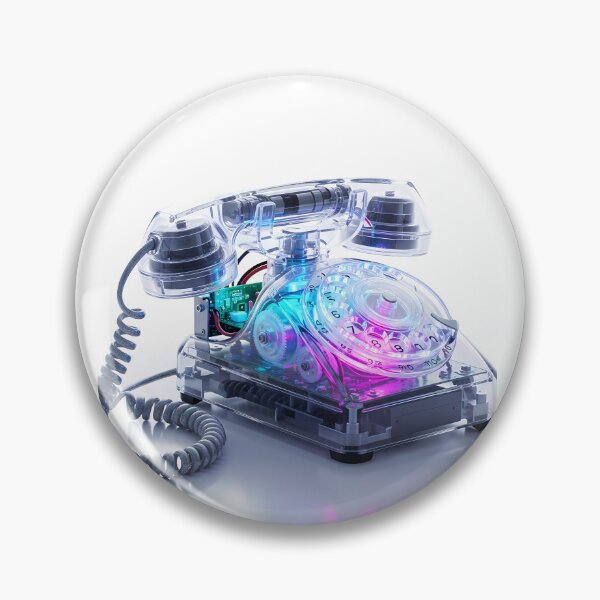 Artikelvorschau, Transparentes Neon-Drehtelefon – Retro-Tech-Cyberpunk-Kunst entworfen und verkauft von powersunlight.